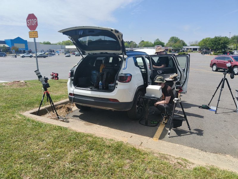 Our car surrounded by photography equipment